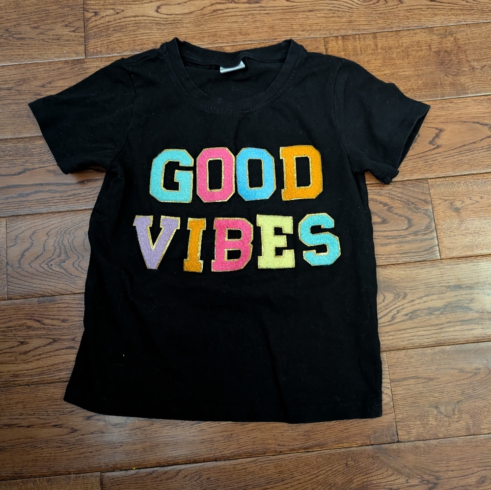 Sparkle In Pink "Good Vibes" Rainbow Chenille Patch Top Size 7-8 (3XL)